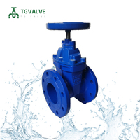 Vanne à opercule manuelle en fonte ductile à siège élastique DIN3352 F4 PN16 DN50-DN400 à brides EPDM Époxy bleu pour conduite d'eau municipale