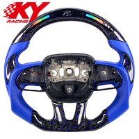 Volant sport LED en fibre de carbone forgée bleue personnalisé pour Dodge Challenger Charger Durango Hellcat SRT R/T GT 392