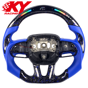 Volante deportivo LED de fibra de carbono forjado azul personalizado para Dodge Challenger Charger Durango Hellcat SRT R/T - Product Image 1