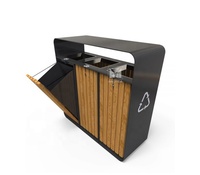 Poubelle en plastique pour jardin, parc, en bois, en PVC, pour déchets, ordures, poubelle en bois