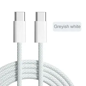 PD 60W Type C to C 1m 2m Cotton Braided Fast Charging Data Cable Woven Cord USB C Cable For 15 pro 15 plus