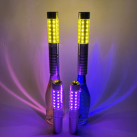 Bâton lumineux LED RGB rechargeable en aluminium pour bouteille de champagne, avec effet stroboscopique et clignotant, pour boîtes de nuit, bars, fêtes et événements