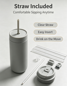 Tumbler Vakum Isolasi 16oz dengan Sedotan, Cangkir Stainless Steel Dinding Ganda, Logo Custom, Mug Kopi Lucu, Tumbler Air yang Dapat Digunakan Kembali - Product Image 3