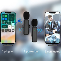 Mikrofon rekaman Lightning tipe C, Mic profesional tanpa kabel iPhone iPad Android kerah untuk Streaming langsung pasang Play