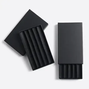 Custom Black 5 Pack roll Box Packaging Drawer Push Rigid display kraft paper pre box Roll Packaging