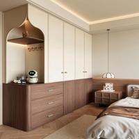 Armoire sans poignées anti-traces de doigts avec étagère à chaussures intégrée pour chambre à coucher moderne de maison de ville de luxe