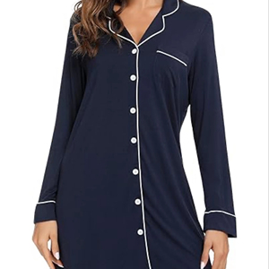 <span class=keywords><strong>Camicia</strong></span> <span class=keywords><strong>da</strong></span> <span class=keywords><strong>Notte</strong></span> in Raso Traspirante per Donna, <span class=keywords><strong>con</strong></span> <span class=keywords><strong>Bottoni</strong></span> e Maniche Lunghe, Lunghezza al Ginocchio, Taglie S-XXL - Product Image 1