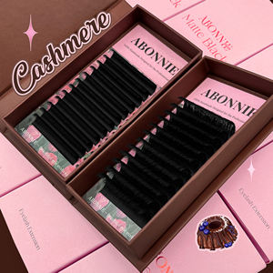 Extensions de cils en soie de velours individuelles Abonnie, extensions de cils en vison volumineuses, fournitures en gros, extensions de cils en cachemire noir mat - Product Image 3