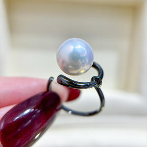 Support de bague en argent S925, accessoires de perles DIY, perles rondes simples de 9 à 11 mm, 1898 - Bijoux en argent élégants pour un look personnalisé - Product Image 1