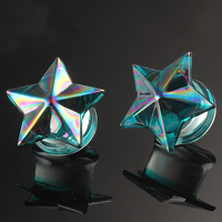 Expansores de Oreja Clásicos de Cristal en Forma de Estrella, Pesas para Piercing, Túneles, Tapones, Estiradores, Calibradores de Oreja, Joyería Corporal