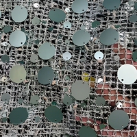 Grande et petite dentelle textile ronde brodée de paillettes, en maille ajourée, pour robes de femmes, sacs faits main, vêtements de scène, Tejido De Encaje