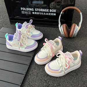 Nouvelles baskets décontractées pour filles et garçons, modèle 2025, en similicuir respirant rose/violet à semelle souple, idéales pour le printemps et l'automne. - Product Image 5