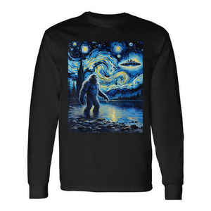 Camiseta de manga larga Bigfoot Ufo Encounter Van Gogh con diseño de aventura - Product Image 2