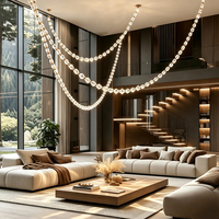 Vente directe usine en gros : Lustre moderne pour villa, luminaire suspendu pour escalier en colimaçon duplex, lustre collier en cristal