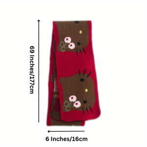 69 polegadas/177 centímetros Sanrio HelloKitty lenço de malha-Inverno Neck Warmer Vermelho, Soft Cozy KT Acessório, Coleção Natal - Product Image 6
