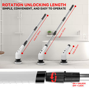 Brosse de Nettoyage Rotative Électrique, Sans Fil Avec 8 Têtes Interchangeables, Balai Laveur Double Vitesse à Manche Ajustable - Product Image 2