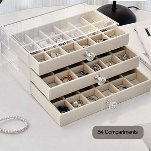 Large Capacity Multi-Layer Flannel Jewelry <b>Box</b> Modern Design Storage <b>Box</b> for Bracelet <b>Earrings</b> Ring - Product Image 4