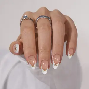 Btartbox ongles à coller de luxe personnalisés Fournisseur de gros Faux ongles artificiels Pointe française de haute qualité Gels à poser sur les ongles