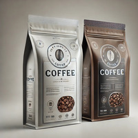 Sacs à café personnalisés imprimés avec votre marque, finition mate, 250g, 1KG, fond plat, avec valve et fermeture éclair, pour l'emballage des grains de café