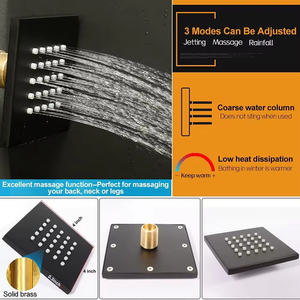 Grifos de sistema de ducha LED de lujo, mezclador de ducha de burbujas de cascada de niebla de lluvia súper grande, juegos de baño termostáticos de alto flujo de agua - Product Image 6