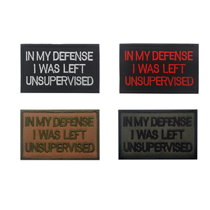 Забавные застежки для вышивки с надписью "в мою защиту, я остался без присмотра", нашивка, крючки и петли, сумки, тканевые этикетки - Product Image 3