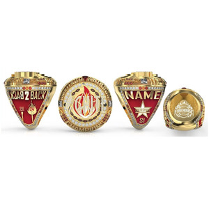 Anillos de campeonato deportivos de metal esmaltados dorados y plateados con logotipo personalizado - Product Image 4