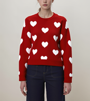 Nouvelle mode 2025, livraison directe, 10 pièces MOQ, pull en tricot personnalisé pour femmes, pull en forme de cœur pour femmes