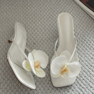 Sandalias de tacón bajo con punta abierta y diseño floral para mujer, estilo sexy, a la moda, para verano y playa - Product Image 5