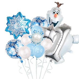 Set dekorasi pesta ulang tahun Nomor anak tema Frozen 13 buah balon Foil Anna <span class=keywords><strong>Elsa</strong></span> kepingan salju Natal balon mandi bayi K0051 - Product Image 4