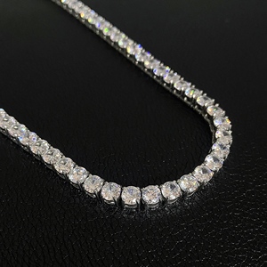 Diseño de tendencia de acero inoxidable 316L 3mm4mm Cadena DE TENIS completa Collar de una sola fila Collar de cadena de base de hip hop - Product Image 5