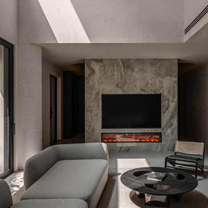 <span class=keywords><strong>Cheminée</strong></span> électrique murale ultra-fine de 100 cm, 7 flammes RGB réglables, télécommande, <span class=keywords><strong>chauffage</strong></span>, décoration murale moderne pour la maison - Product Image 3