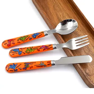 Cartoon Animal Baby Cutlery Set Portable Kids Children Metal Stainless Steel Cutlery Cute Fork Spoon With Case
