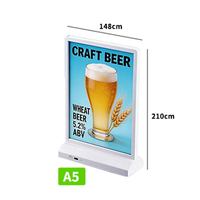 Support de menu LED en forme de T pour café, bar, restaurant – Présentoir lumineux réutilisable pour affiches et promotions