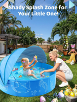 Piscine gonflable pliable en PVC pour enfants avec auvent, piscine à balles portable pour bébé, jeux aquatiques familiaux en plein air sur la plage