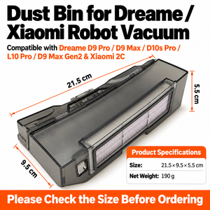 Poubelle à poussière grise avec filtre compatible avec Dreame D9 <span class=keywords><strong>Pro</strong></span> D9 Max <span class=keywords><strong>D10s</strong></span> <span class=keywords><strong>Pro</strong></span> L10 <span class=keywords><strong>Pro</strong></span> et Xiaomi 2C - Product Image 2