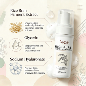 Espuma Limpiadora Facial de Arroz 100% Natural y Vegana, Unifica el Tono de Piel, Refina los Poros, Ligera y de Limpieza Profunda, 150ml (Venta Caliente) - Product Image 3