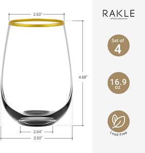 Vente en gros de verres à cocktail pour réceptions de mariage DD1050, 16 oz, verres à vin en plastique pour bars, coupes à champagne sans pied avec bord doré - Product Image 2