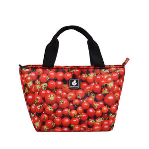 Vietnam custom Hot Sales women light <b>blue</b> light green flowers and leaves insulated Oxford <b>tote</b> lunch box <b>bag</b> - Product Image 6