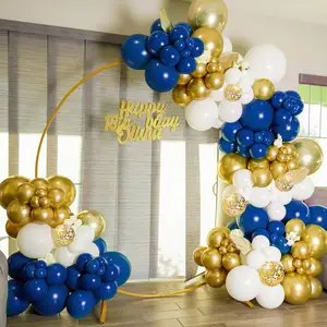 Kit de guirnalda de globos plateados azul marino con globos de confeti para fiesta de cumpleaños Baby Shower boda graduación decoraciones