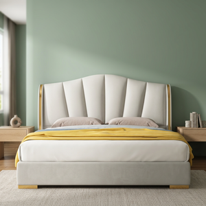 Modern Queen <b>King</b> <b>Size</b> Platform <b>Bed</b> with High Quality Engineered Industrial G Material Soft Style Panel Design Industrial Sector - Product Image 3