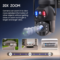 Caméra de sécurité solaire sans fil HD 20X Zoom double objectif 6MP, caméra IP CCTV extérieure PTZ, caméra réseau IP 4G