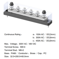 Barre omnibus robuste 6 voies 150A 300A 450A 48V – Bloc de distribution d'alimentation pour bateau, voiture, camping-car