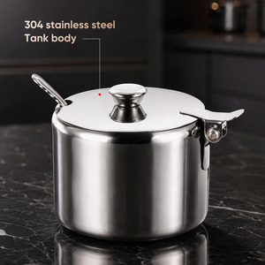 304 Stainless Steel Seasoning <b>Jar</b> with Flip-Top Lid & Spoon, Food-Grade Condiment Container for Commercial Kitchen & Hotel - Product Image 4