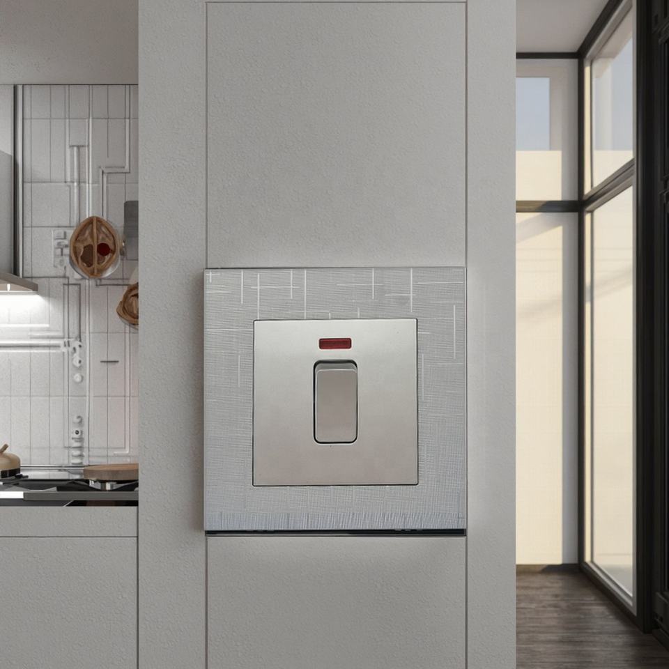 VNX Wholesale 1Gang 20A Switch BS Standard Silver Brush Meteor Rain Series Electrical Wall Switch and Socket