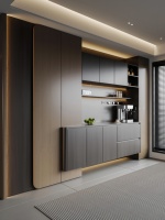 Buffet sur mesure à portes cannelées, grand meuble de rangement dissimulé pour appartement, salle à manger, café, meuble de présentation