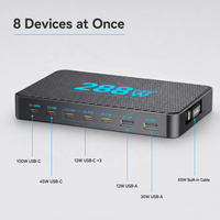 Station de charge GaN 288W 8-en-1 6C2A Chargeur de bureau PD 100W PPS pour MacBook iPhone Samsung Vente en gros