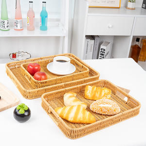 Cesta de pan rectangular apilable de imitación de ratán Bobai para exhibir frutas y aperitivos en la cocina, ideal para fiestas. - Product Image 6