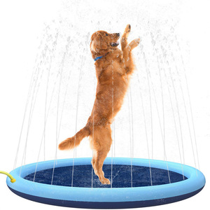 PVC <b>Inflatable</b> Water Spray Mat For Dogs 170cm Outdoor Pet <b>Bathing</b> Play Toy Light Blue - Product Image 1