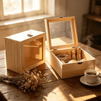 Boîte de rangement en bois de pin Addreen avec couvercle en acrylique transparent, boîte en bois décorative non finie pour bijoux, souvenirs, emballage cadeau