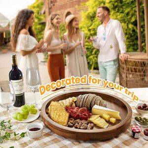 Toptan yuvarlak ahşap servis tepsisi-peynir tahtası, aperatif tabağı, tatlı ekran - Product Image 4